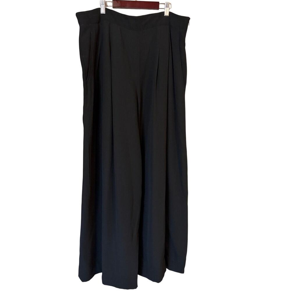 Lafayette 148 New York Womens 14 Black Wide Leg Crepe Trousers Pants
